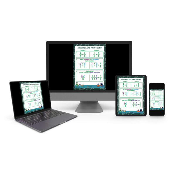 adding fractions poster on devices