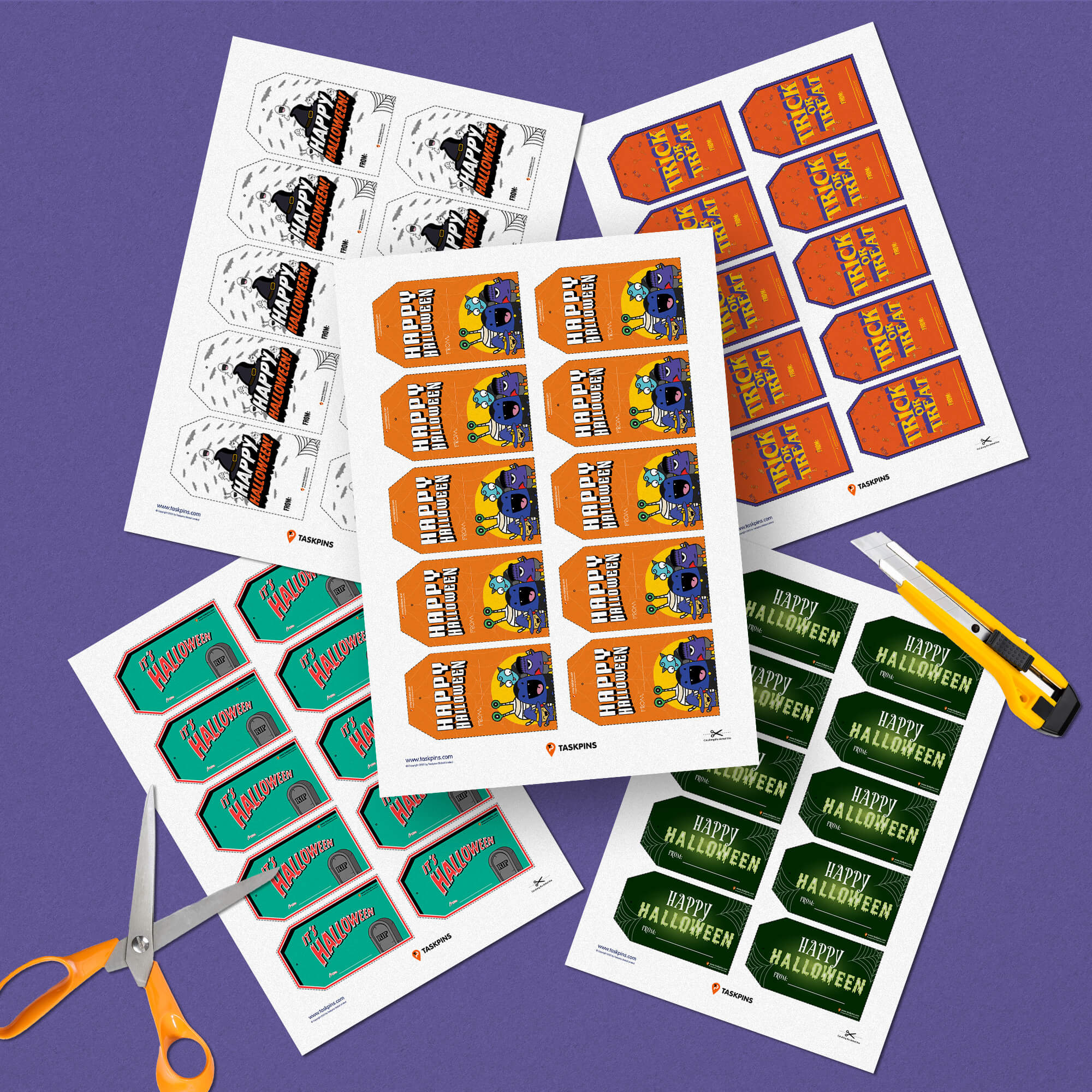 digital download Halloween print tags 