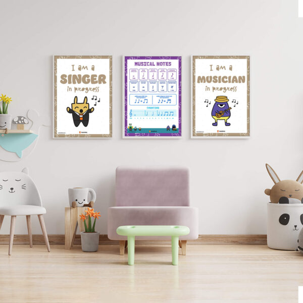 printable music notes poster room decor