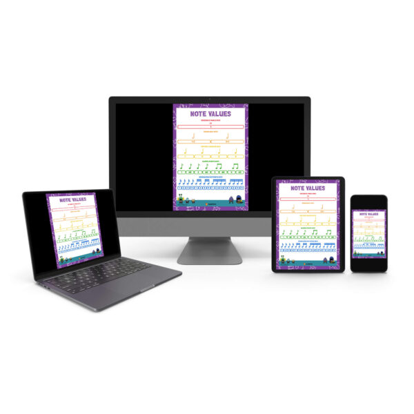 digital music note value print poster