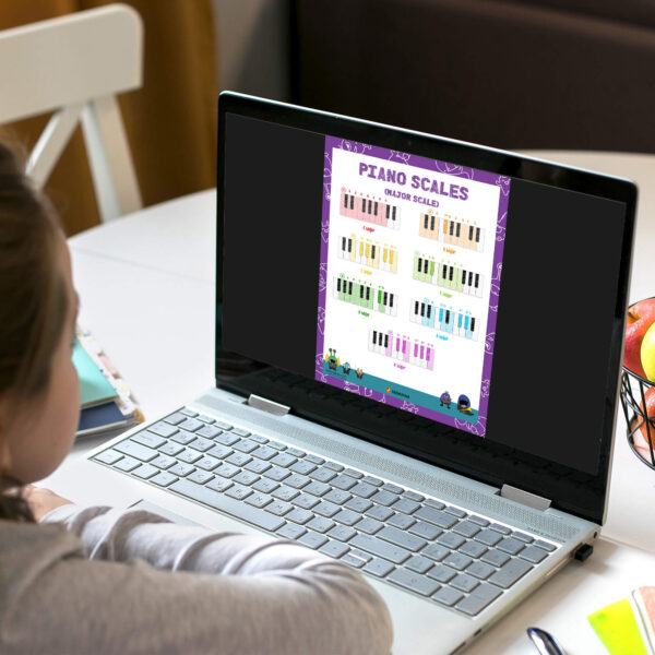 Digital major scales piano chart