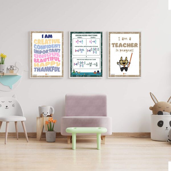 Mixed fraction addition poster print