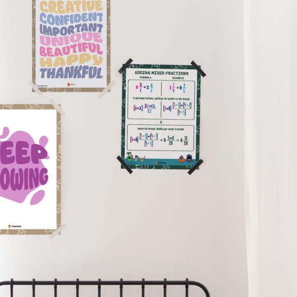 Add mixed fractions step printable decor
