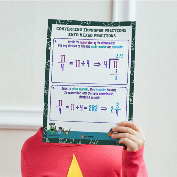 Improper to mixed numeral poster print