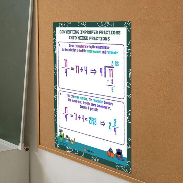 Convert improper fraction printable decor