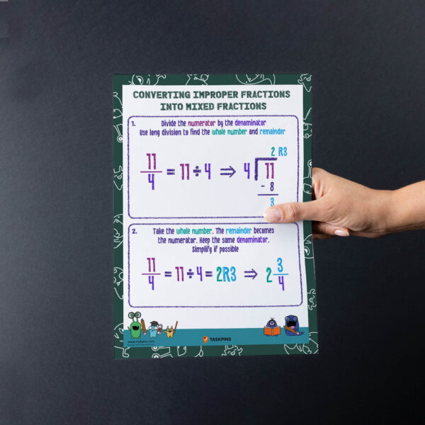 Improper fraction mixed numeral digital resource