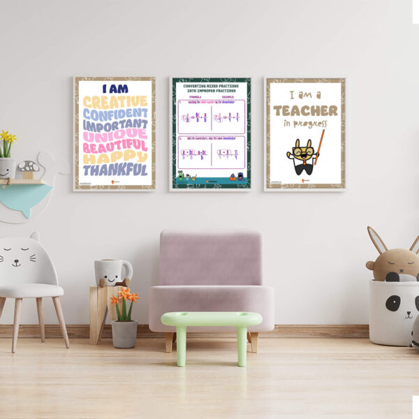 Mixed fraction improper printable decor