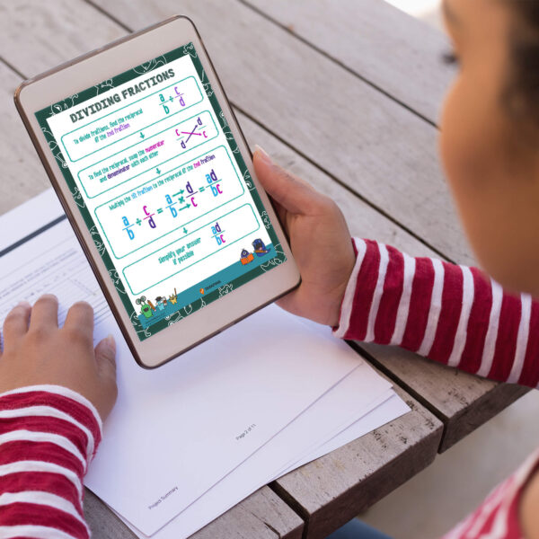 Step by step fraction division digital print