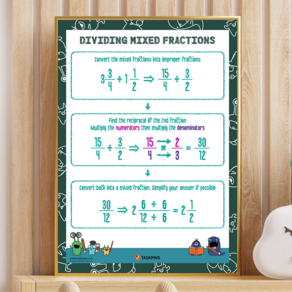 How to divide mixed fractions printable resource