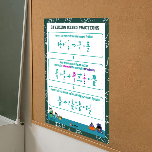 Divide mixed fractions chart resource