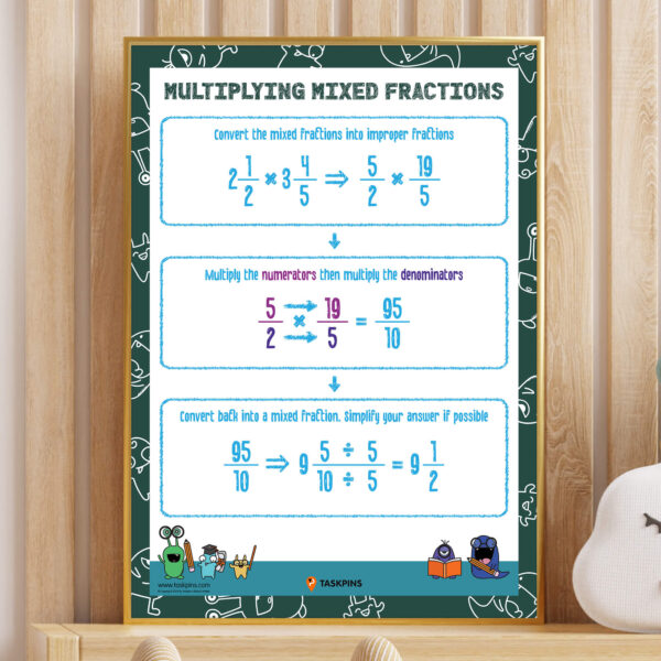 Mixed fraction multiplication print decor