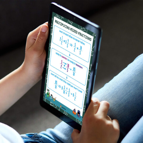 Multiply mixed fractions digital chart