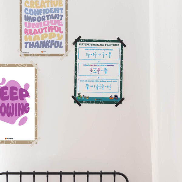 Multiply mixed fractions decor chart