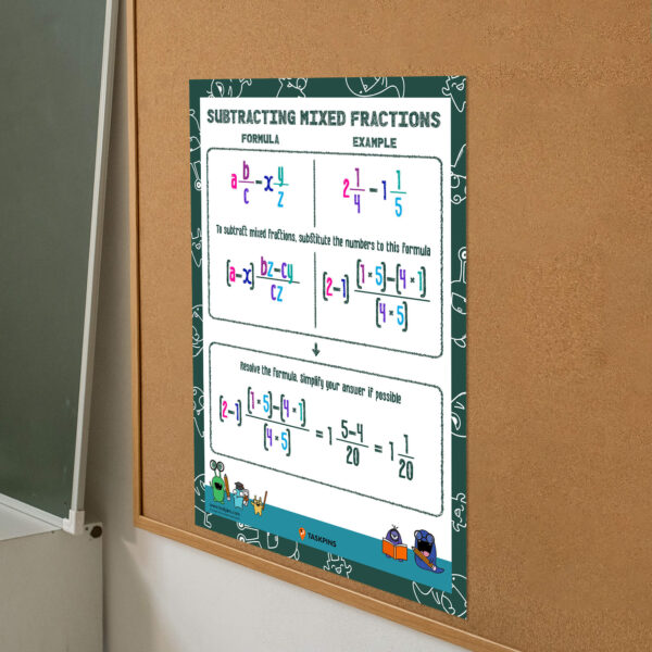 Subtract mixed fractions printable guide