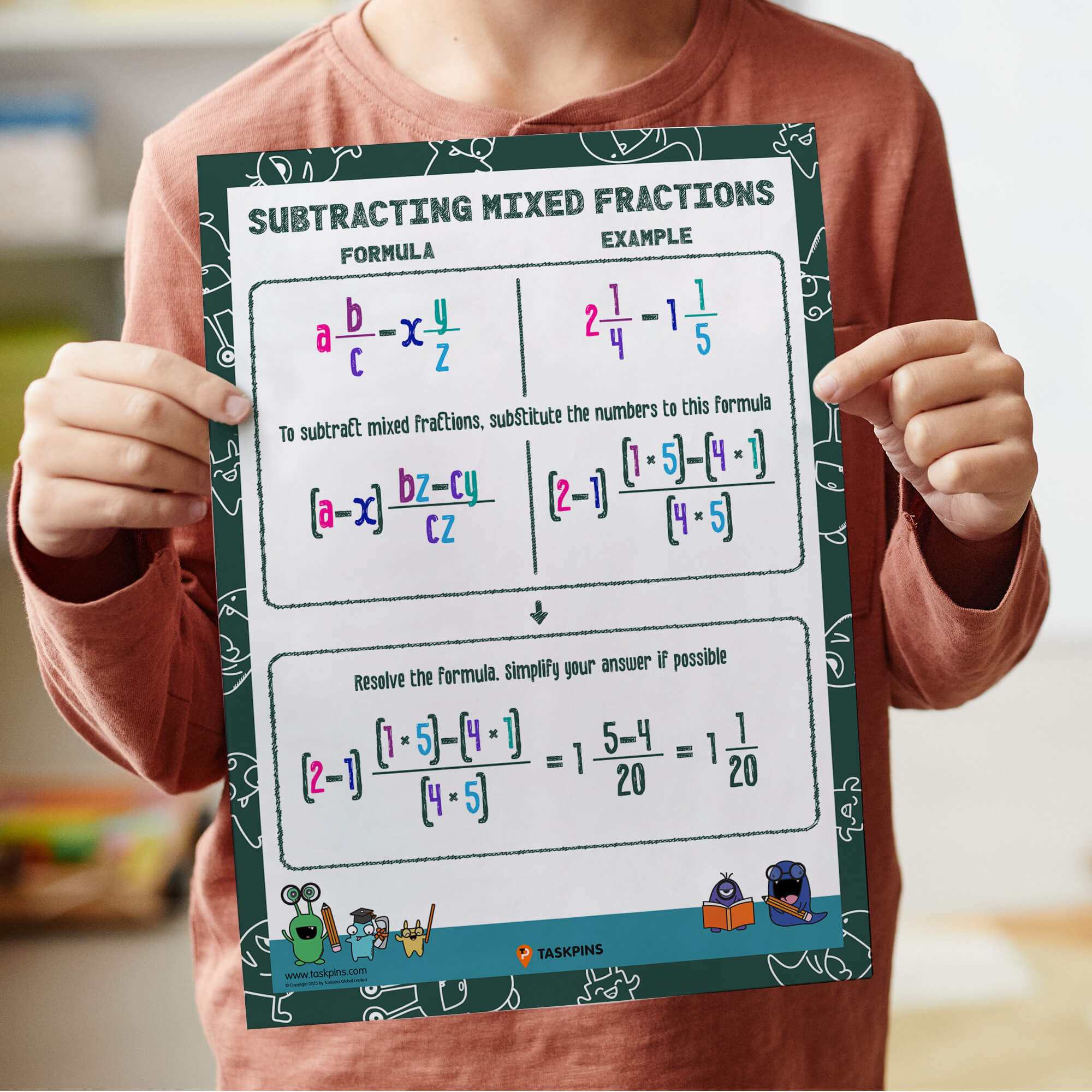 How to subtract mixed fractions decor download