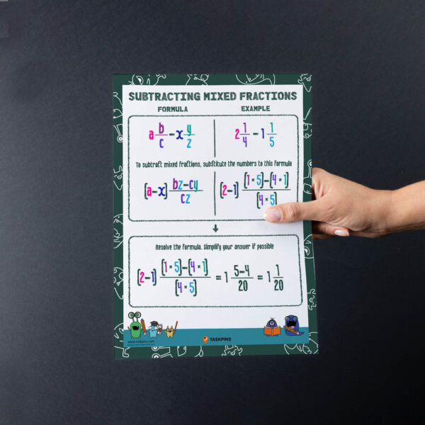 How to subtract mixed fractions resource print