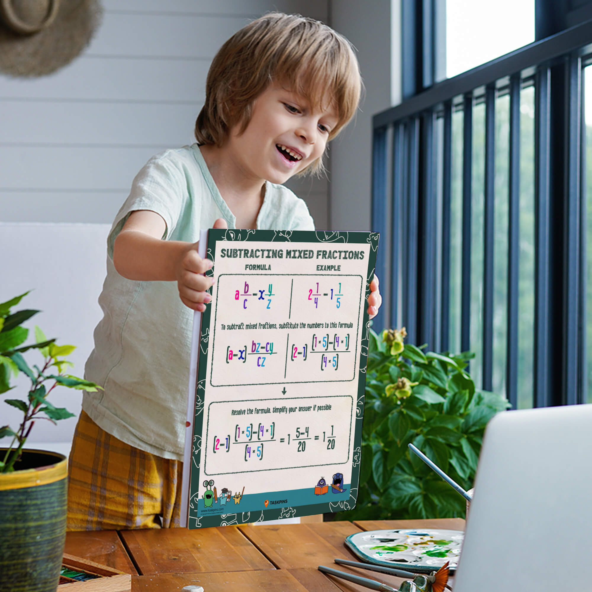 Subtract mixed fractions printable decor