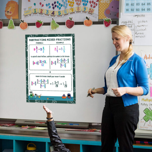 Mixed fraction subtraction poster resource