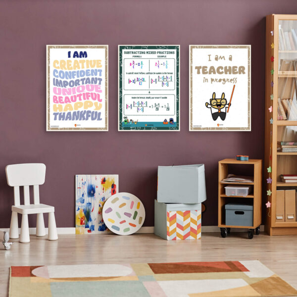 Mixed fraction subtraction poster print