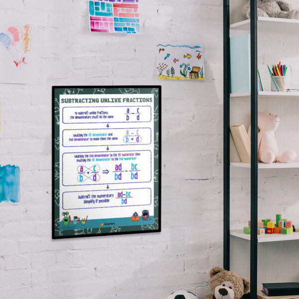 Subtract unlike fractions printable decor