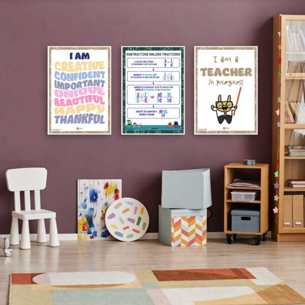 Subtract fractions different denominator print poster