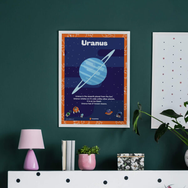 Cartoon Uranus planet poster digital guide