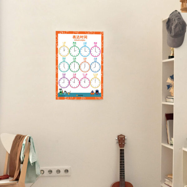 telling time poster learning chart