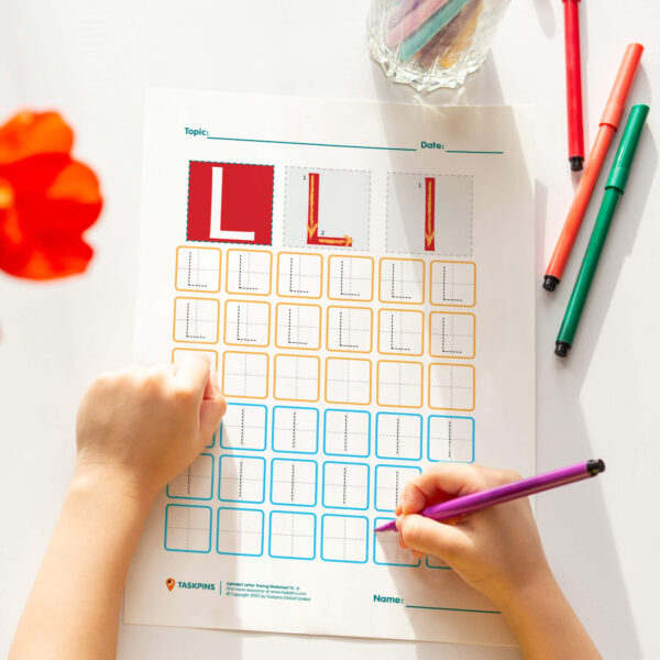 L Tracing Worksheet print