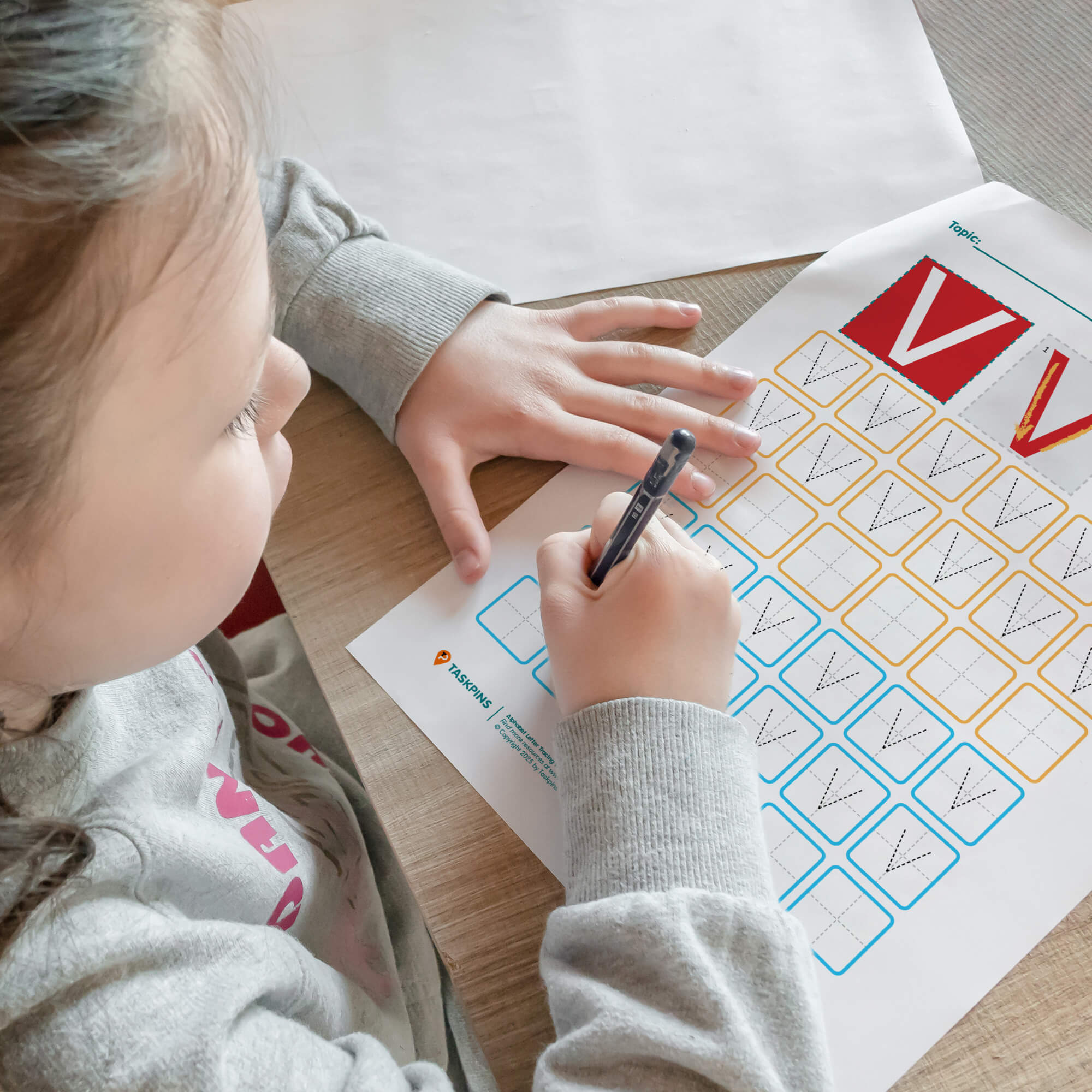 V Tracing Worksheet printable