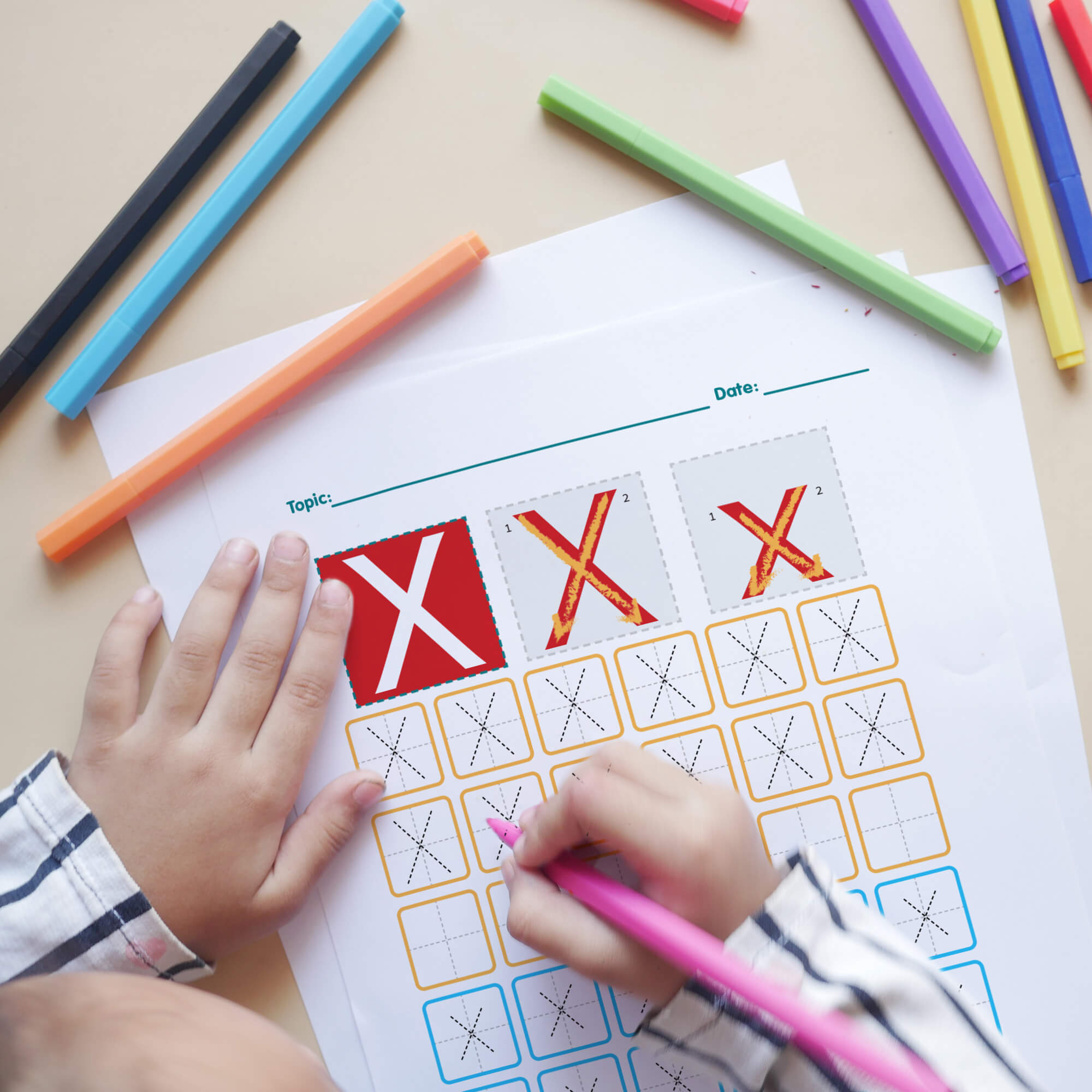 Letter X Tracing print