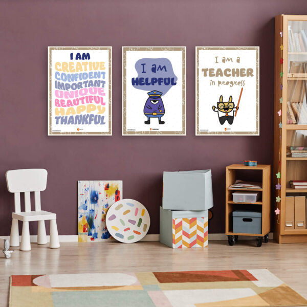 colourful I am Helpful Affirmations chart