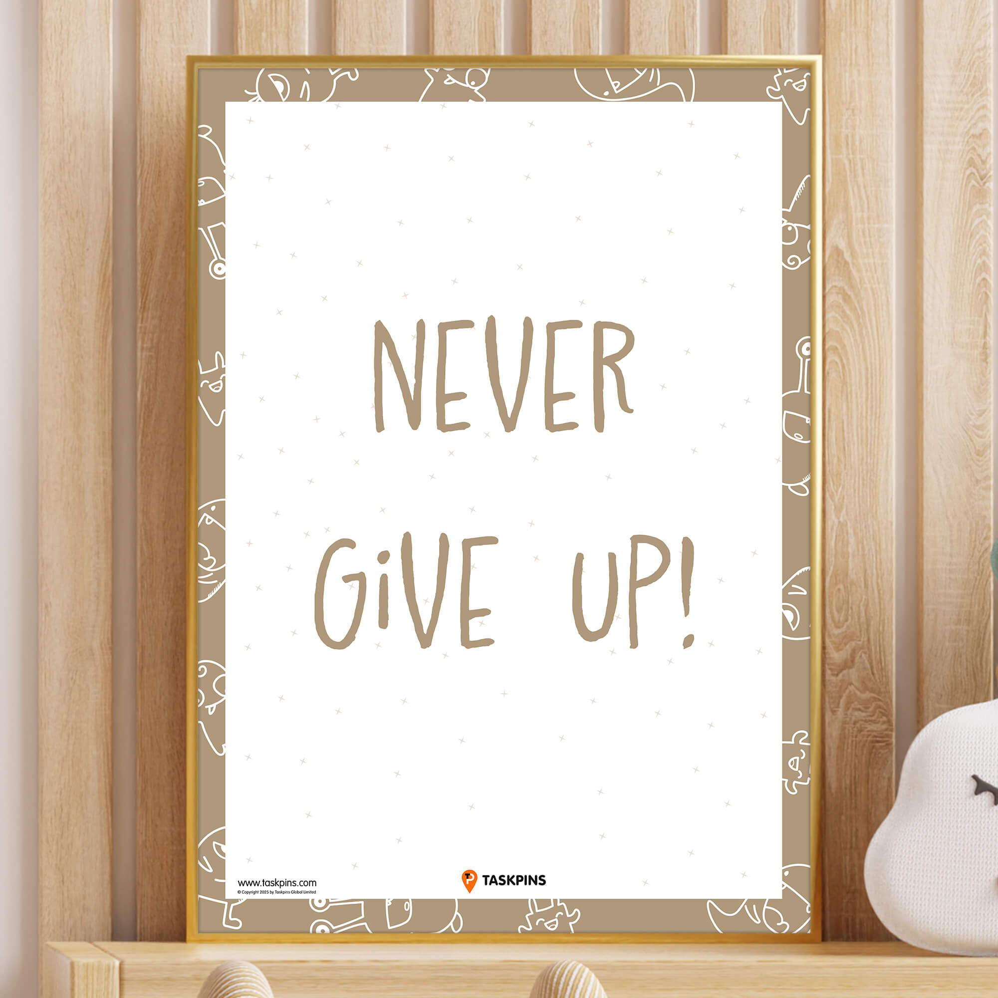 Never Give Up display